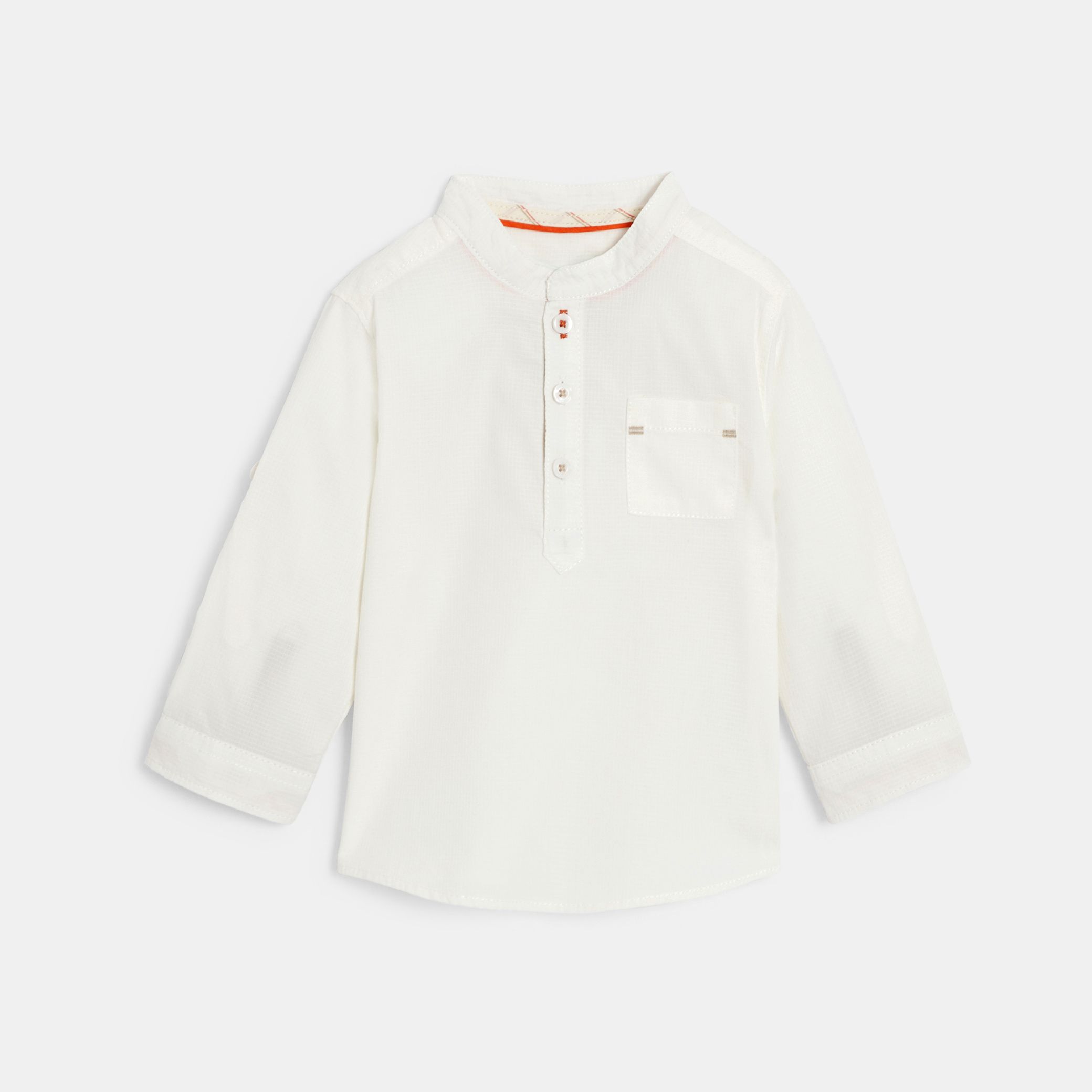 Áo sơ mi cotton họa tiết cổ Henley